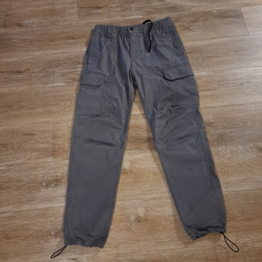 H&M Regular Fit Ripstop Men's Gray Cargo Pants Side Pockets Size Small